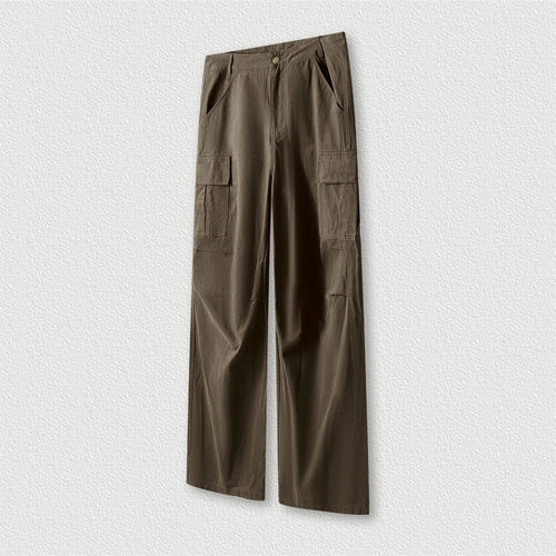 Obsidian Phoenix Unisex Luxury Washed Cargo Pants - 270gsm Retro High Street Oversized Straight Knitted Cotton Trousers