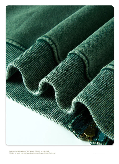 Obsidian Phoenix Kids' Luxury Double-Head Zipper Hoodie - 355gsm Retro Washed Thick Warm Hooded Sweater Jacket