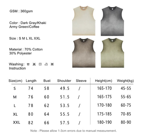 Obsidian Phoenix Unisex Luxury Waffle Tank Top - 360gsm Washed American Retro Gradual Edging Loose Sleeveless Tee