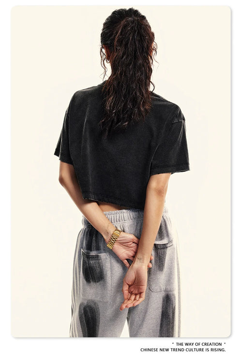 Obsidian Phoenix Womens Stone Wash Heavy Crop