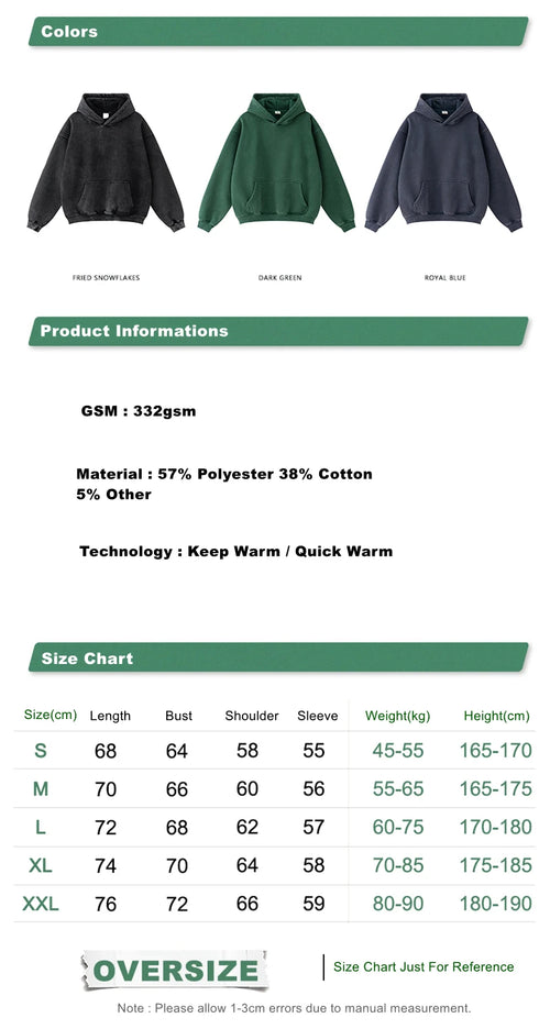 Obsidian Phoenix Drift 332GSM Washed Fleece Hoodie