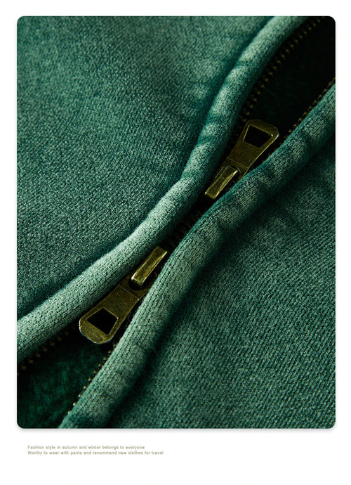 Obsidian Phoenix Kids' Luxury Double-Head Zipper Hoodie - 355gsm Retro Washed Thick Warm Hooded Sweater Jacket