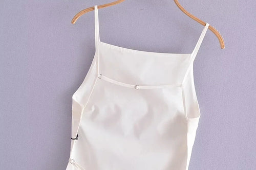 Celestial Comfort Backless Crop Top - Black/White, Sleeveless with Thin Straps, Sexy Party Streetwear Summer Style - Celestial Comfort Clothing