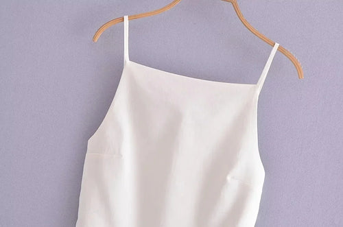 Celestial Comfort Backless Crop Top - Black/White, Sleeveless with Thin Straps, Sexy Party Streetwear Summer Style - Celestial Comfort Clothing