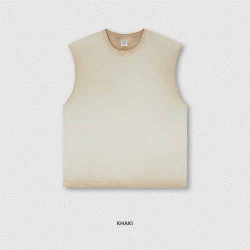 Obsidian Phoenix Unisex Luxury Waffle Tank Top - 360gsm Washed American Retro Gradual Edging Loose Sleeveless Tee