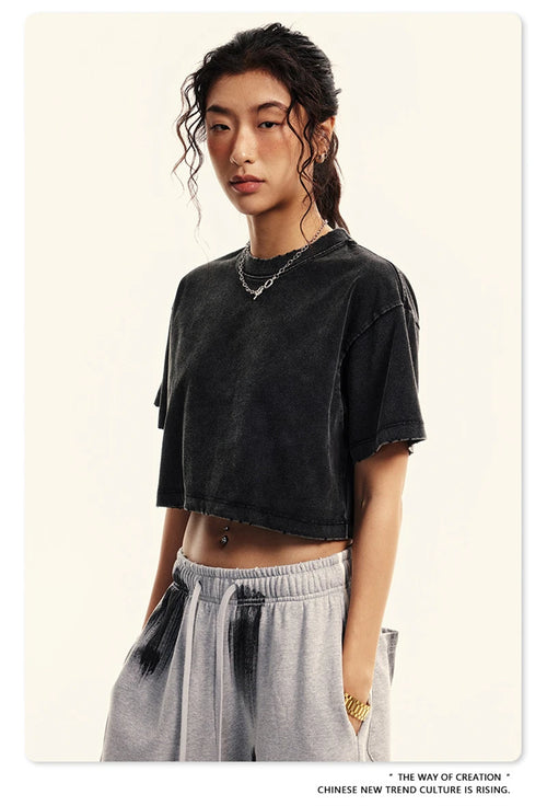 Obsidian Phoenix Womens Stone Wash Heavy Crop