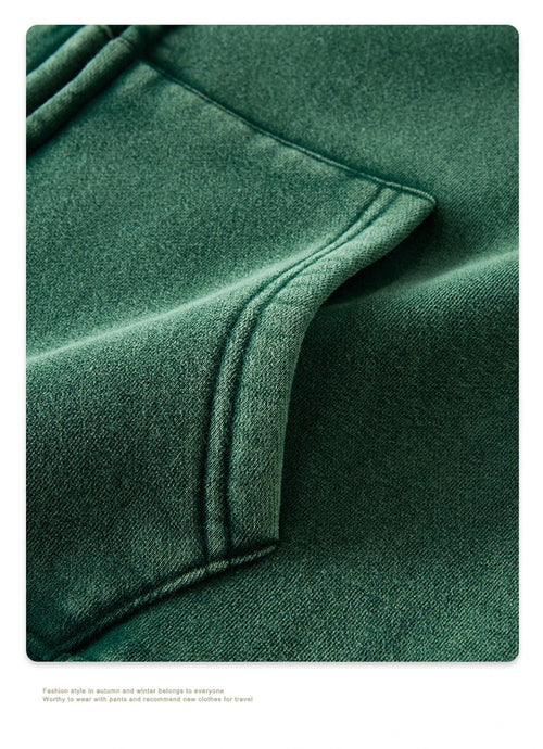 Obsidian Phoenix Kids' Luxury Double-Head Zipper Hoodie - 355gsm Retro Washed Thick Warm Hooded Sweater Jacket