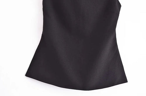 Celestial Comfort Backless Crop Top - Black/White, Sleeveless with Thin Straps, Sexy Party Streetwear Summer Style - Celestial Comfort Clothing